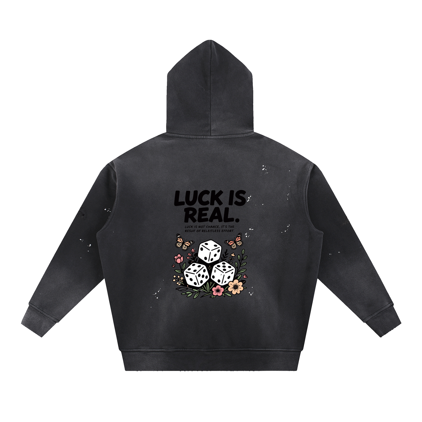 Vintage Washed Frayed Fleece Hoodie