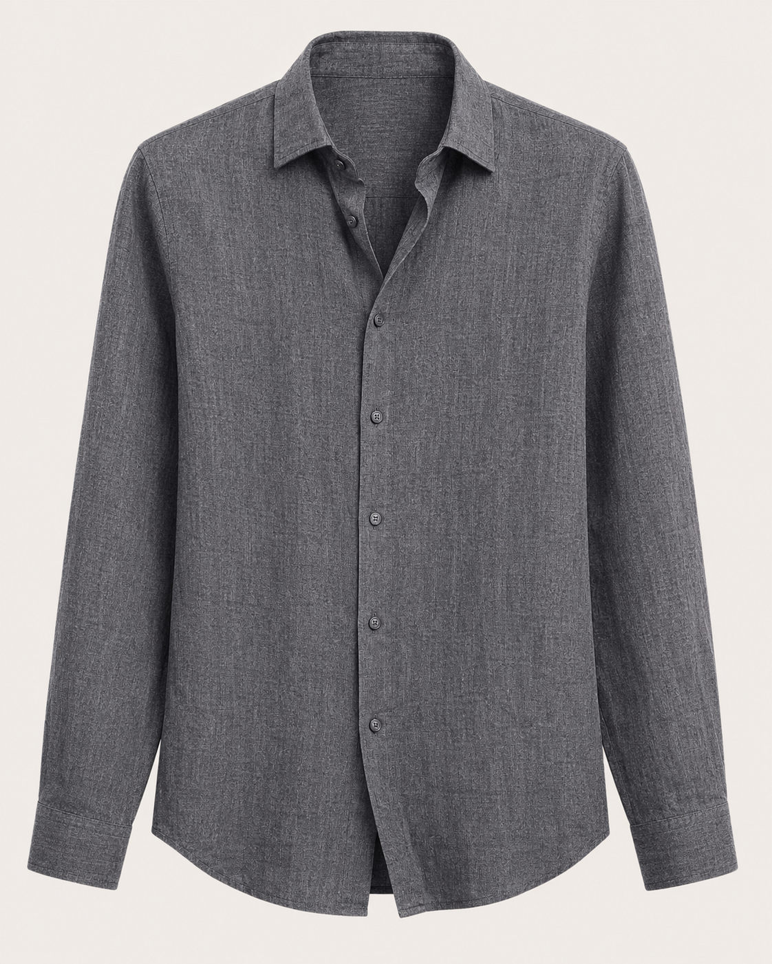New Solid Color Long Sleeve Shirt Casual Stand Collar Shirt For Men