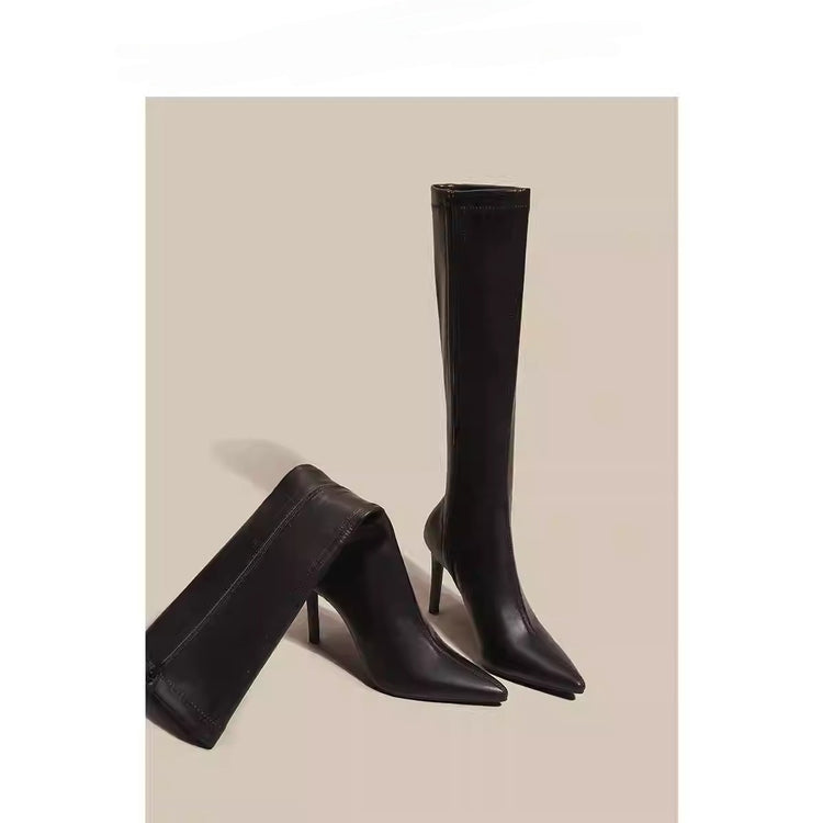 Womens Solid Color Casual White Pointedtoe Overtheknee Boots