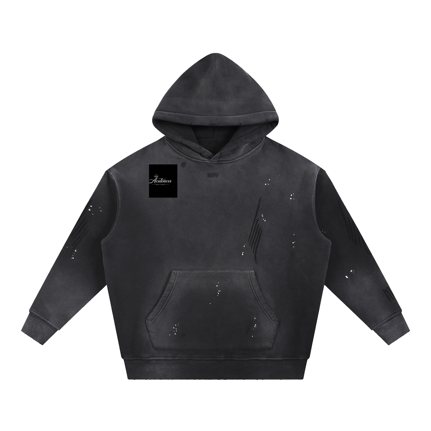 Vintage Washed Frayed Fleece Hoodie