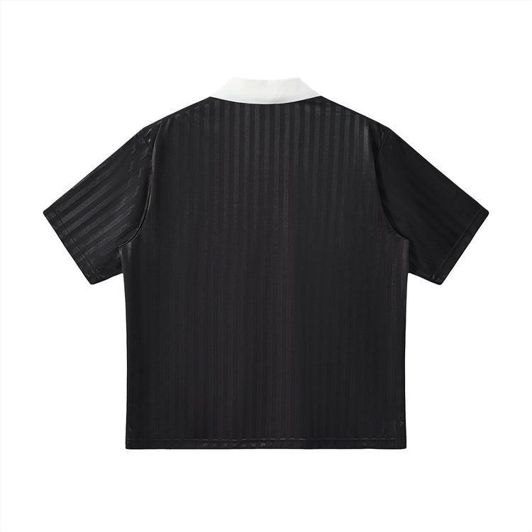 Contrast Collar Striped Soccer Jersey