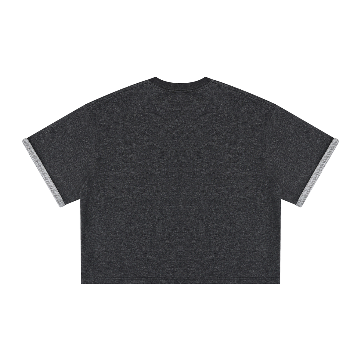 Unisex Boxy Plaid-Lined Double-Face T-Shirt