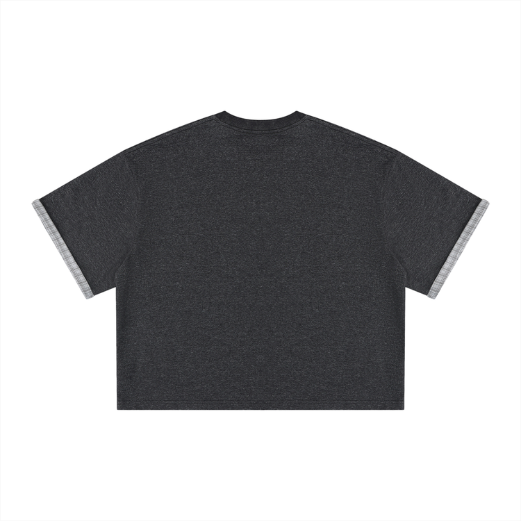 Unisex Boxy Plaid-Lined Double-Face T-Shirt