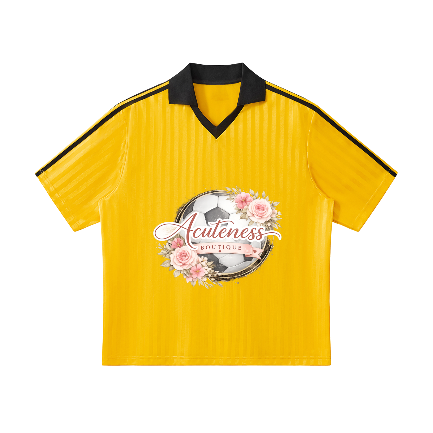 Contrast Collar Striped Soccer Jersey