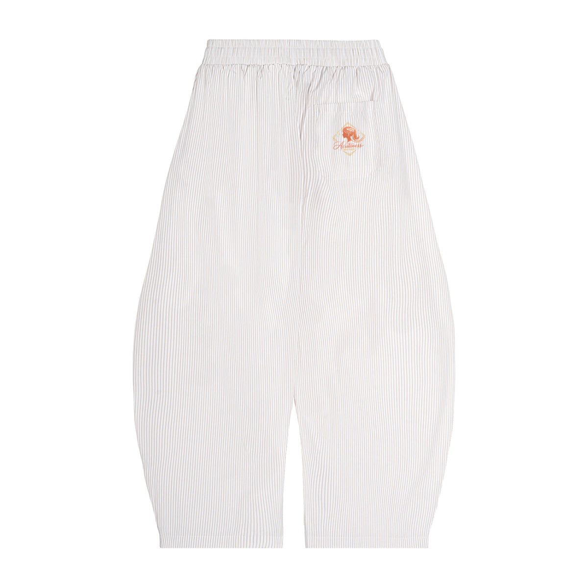 Vertical Stripe Drawstring Barrel Pants