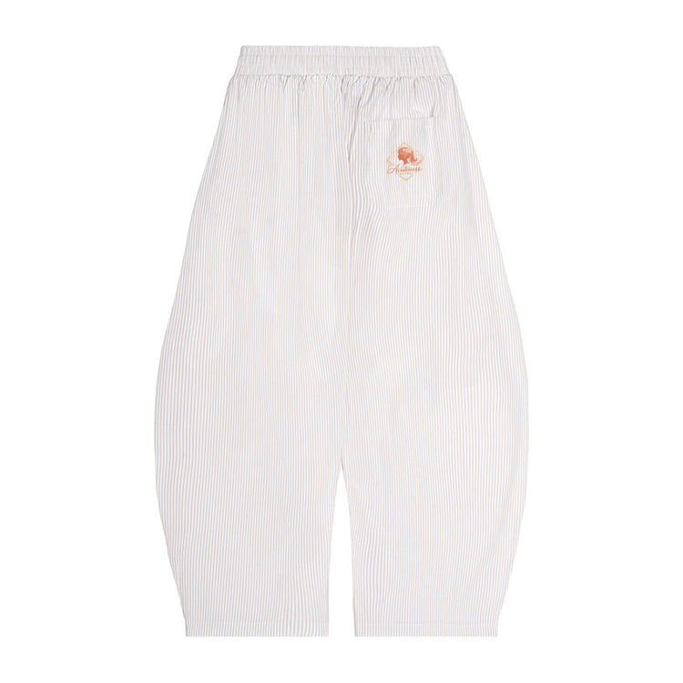 Vertical Stripe Drawstring Barrel Pants