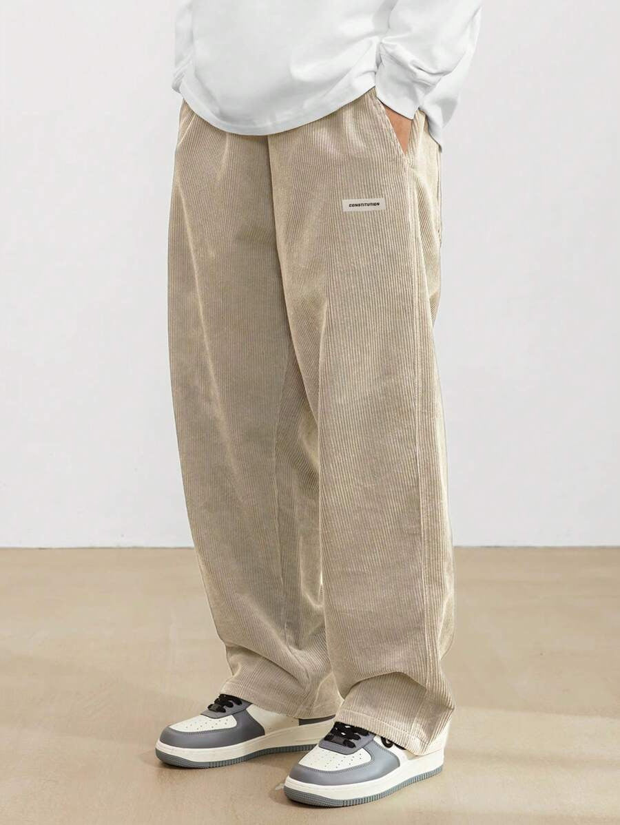 Men's Drawstring Trousers Casual Loose-fitting Pockets Straight Pants Sports Clothing