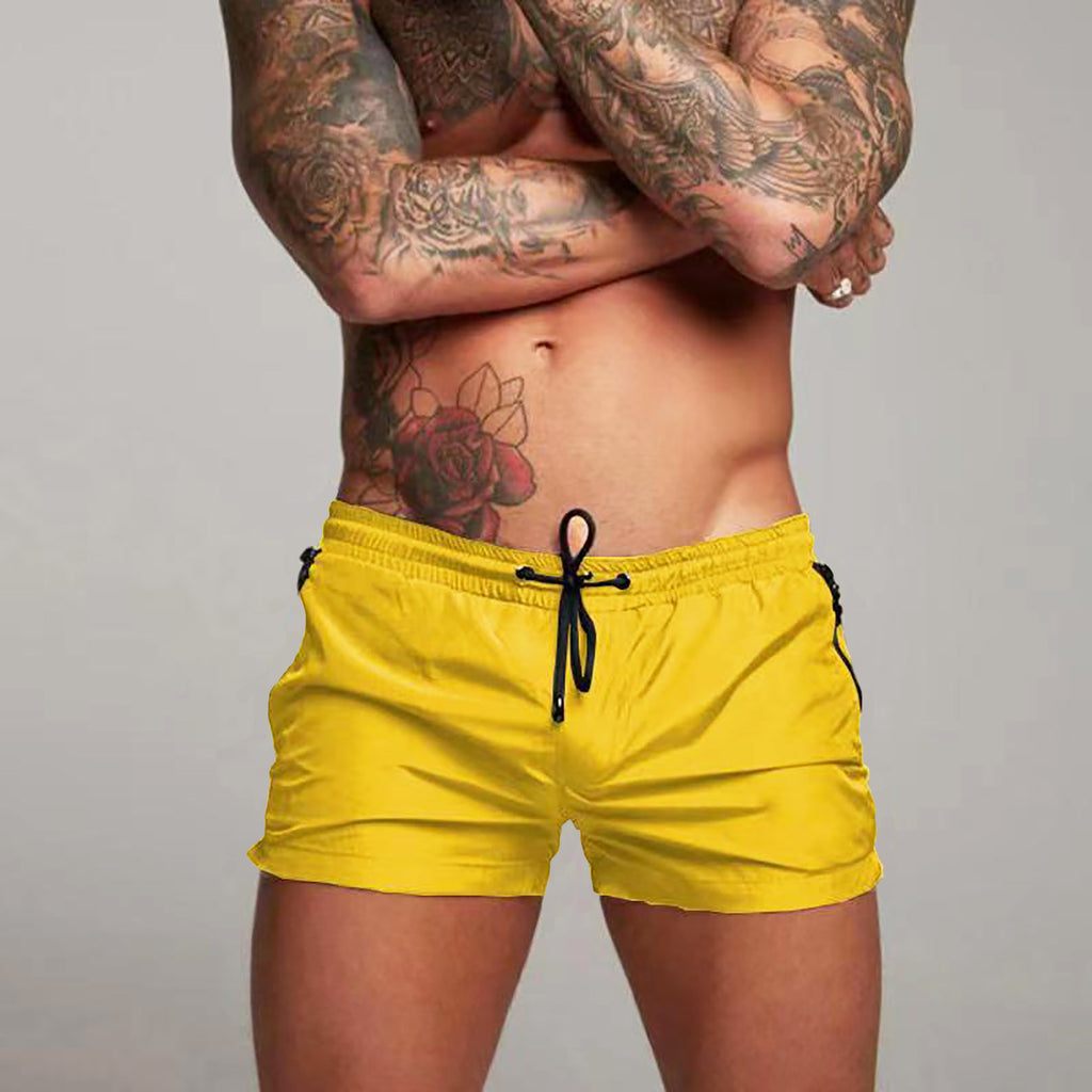 Micro-Elastic Solid Color Sports Summer Beach Casual Knitted Thin Gray Straight-Leg Shorts