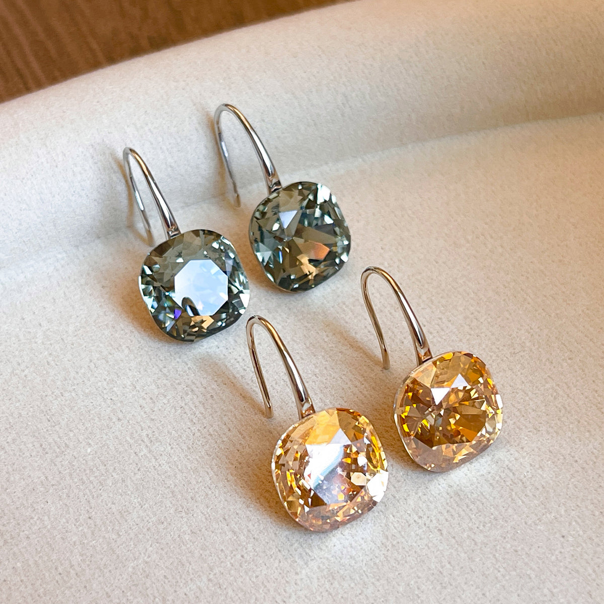 Geometric Cubic Zirconia Ear Hooks
