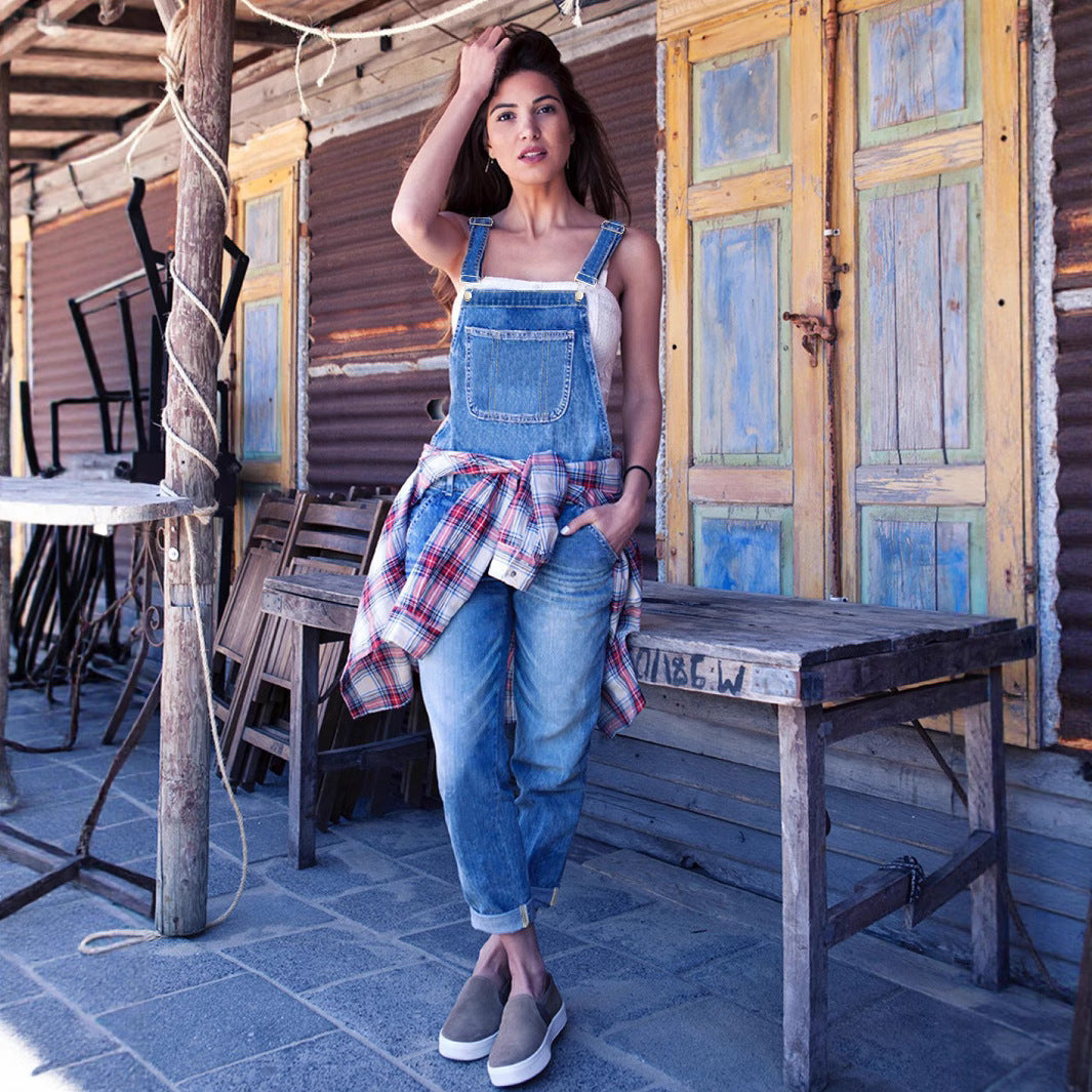 Women's Classic Loose-fit Denim Overalls
