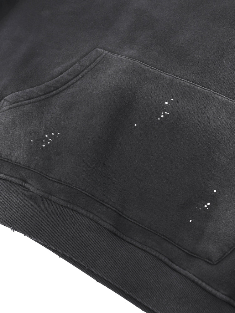 Vintage Washed Frayed Fleece Hoodie