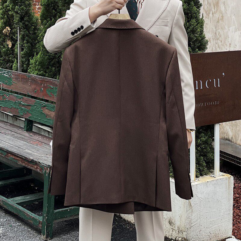 Retro Ribbed Double-breasted Suit