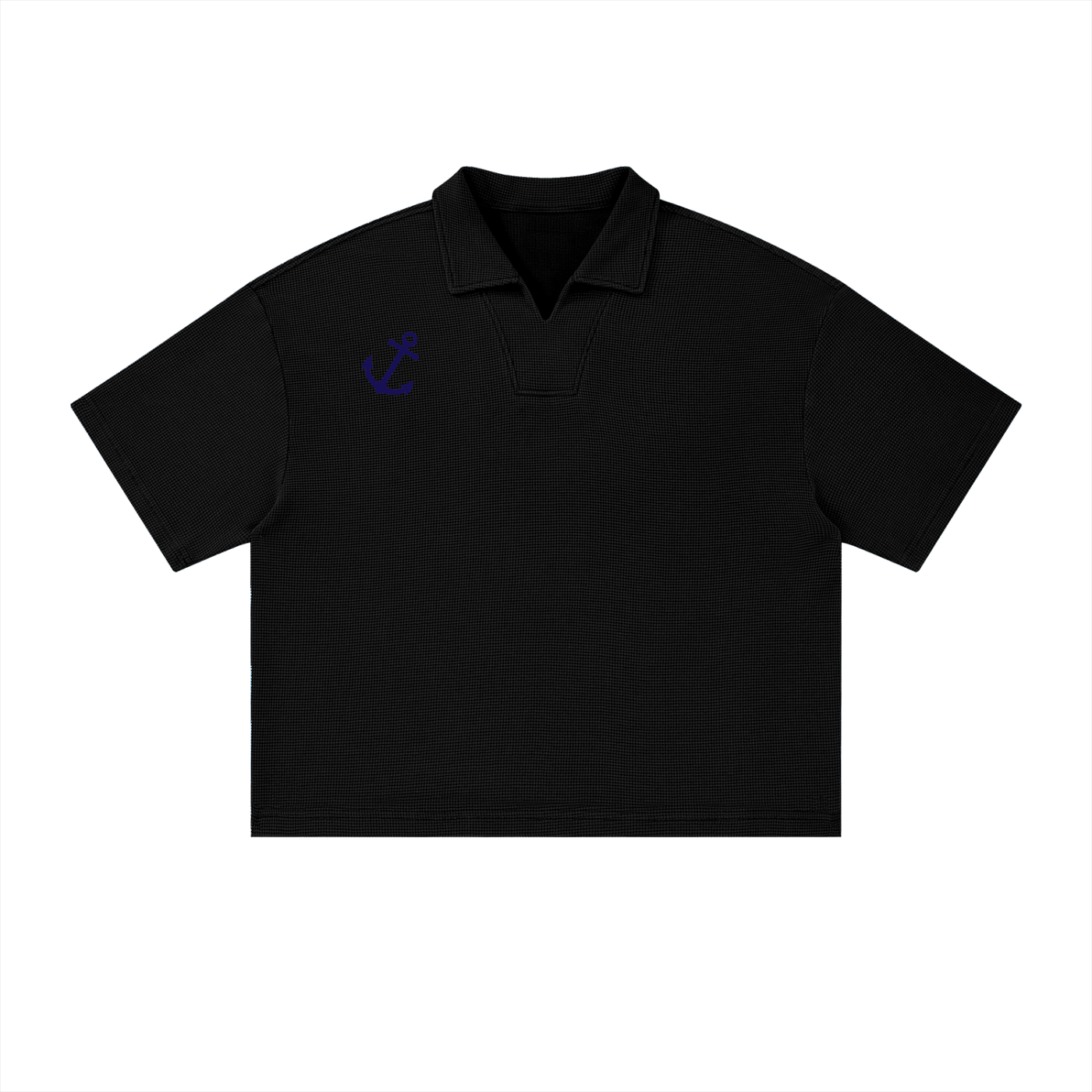 Unisex Vintage Wash Waffle Boxy Polo Shirt