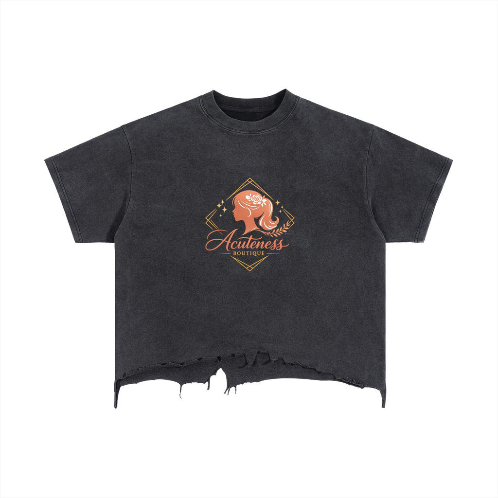 Vintage Wash Boxy Distressed Hem T-Shirt