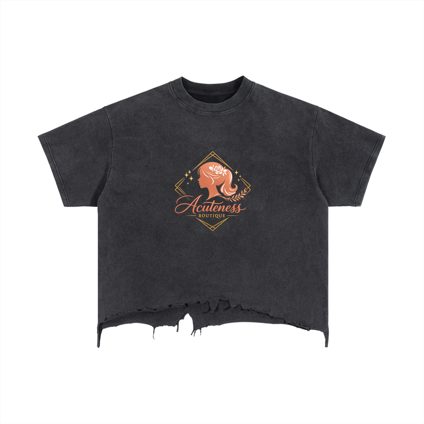 Vintage Wash Boxy Distressed Hem T-Shirt