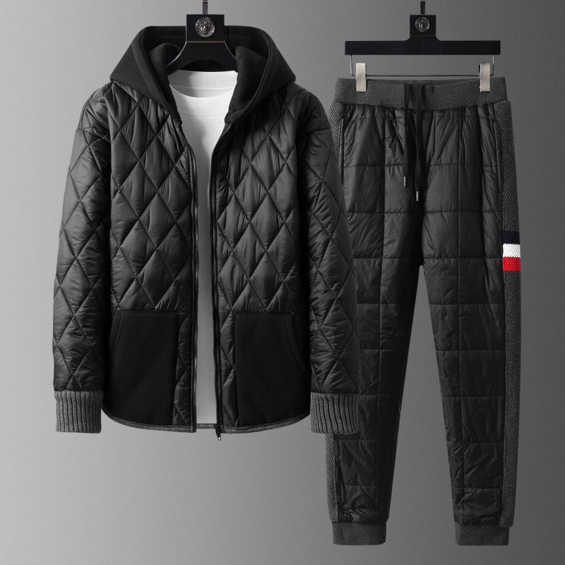 Winter Hooded Cardigan And Padded Cotton Jacket TwoPiece Set