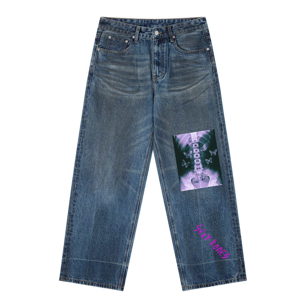 Vintage Wash Baggy Denim Jeans