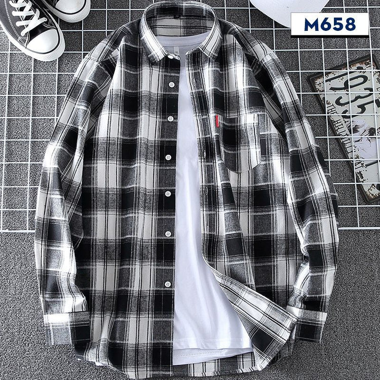Springautumn Casual Thin Men's Plaid Shirt