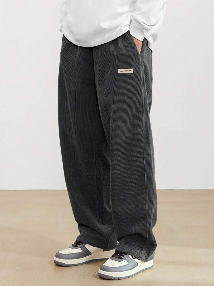 Men's Drawstring Trousers Casual Loose-fitting Pockets Straight Pants Sports Clothing