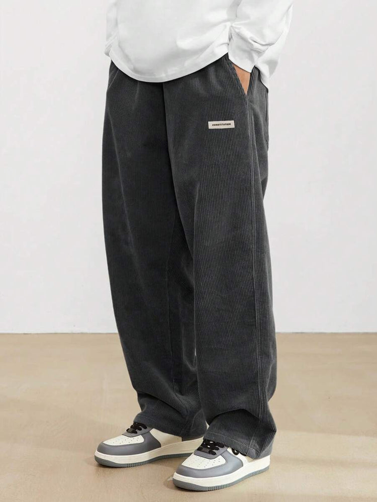 Men's Drawstring Trousers Casual Loose-fitting Pockets Straight Pants Sports Clothing