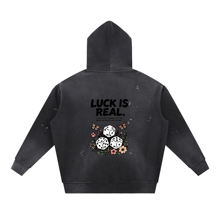 Vintage Washed Frayed Fleece Hoodie