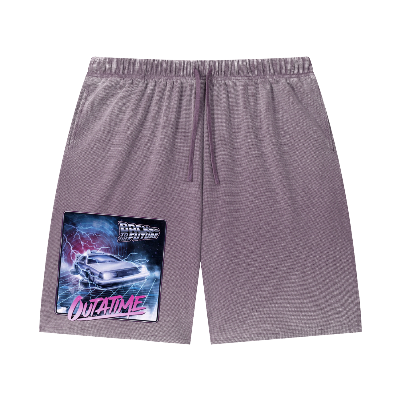 Unisex Vintage Wash Sunfade Waffle Raw Hem Shorts