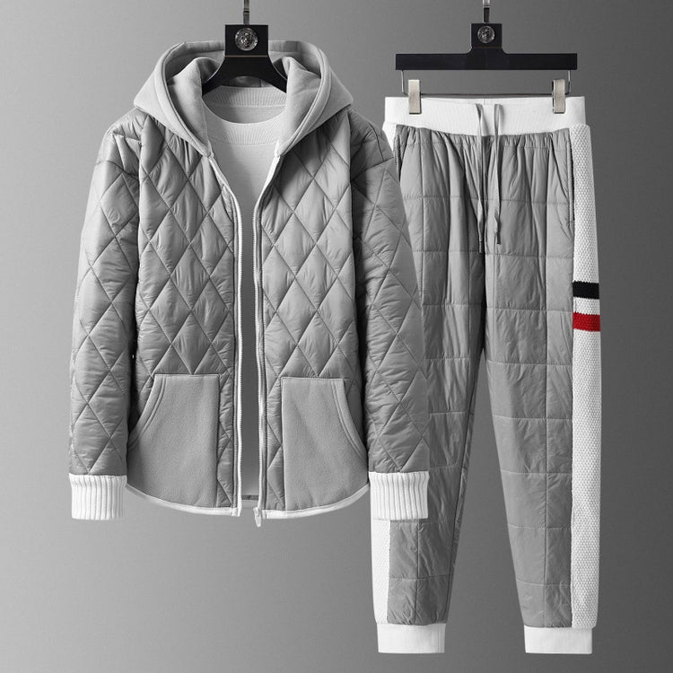 Winter Hooded Cardigan And Padded Cotton Jacket TwoPiece Set