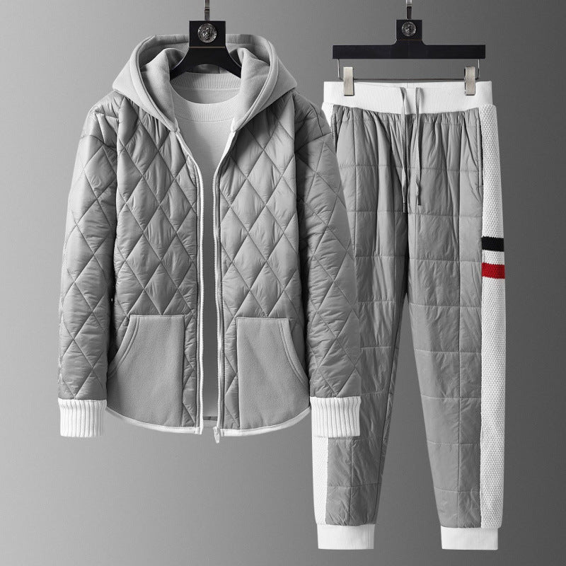 Winter Hooded Cardigan And Padded Cotton Jacket TwoPiece Set