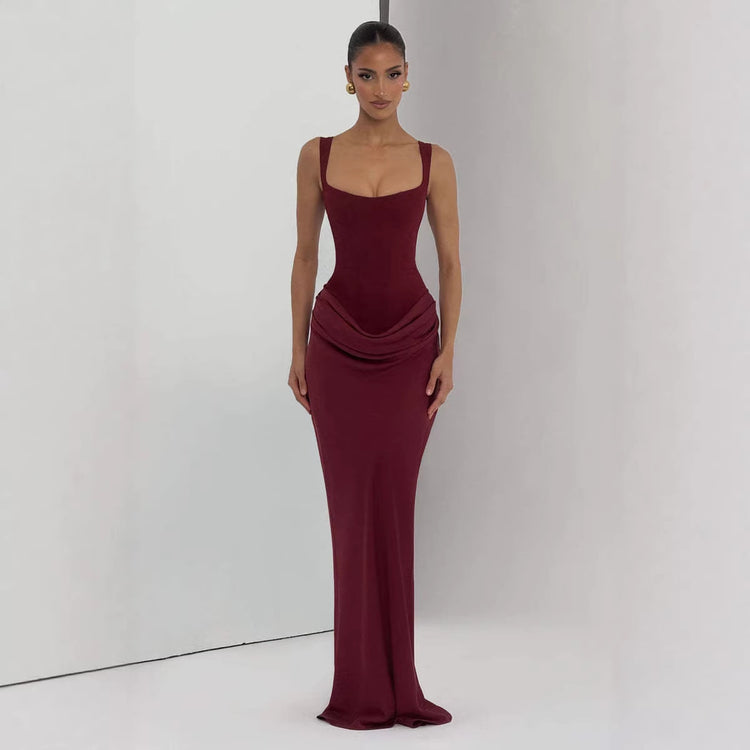 Women's Strapless Sleeveless Sheath Maxi Dress