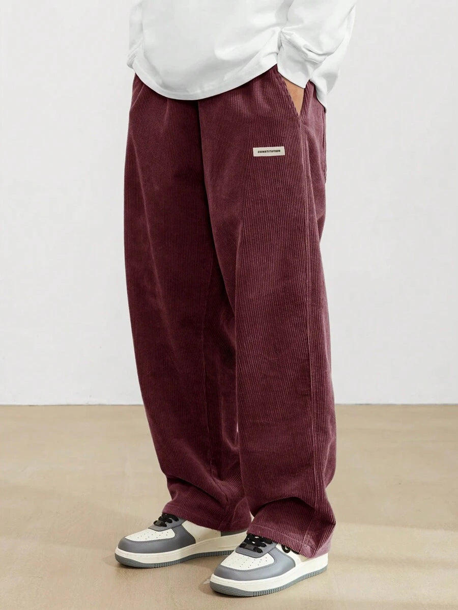 Men's Drawstring Trousers Casual Loose-fitting Pockets Straight Pants Sports Clothing