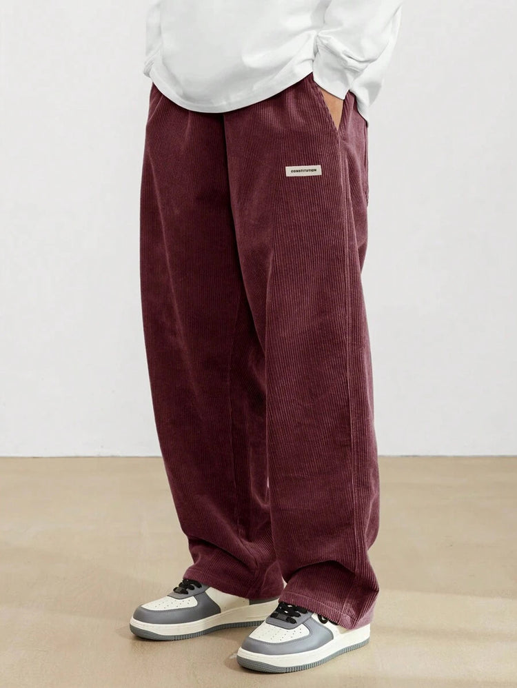 Men's Drawstring Trousers Casual Loose-fitting Pockets Straight Pants Sports Clothing