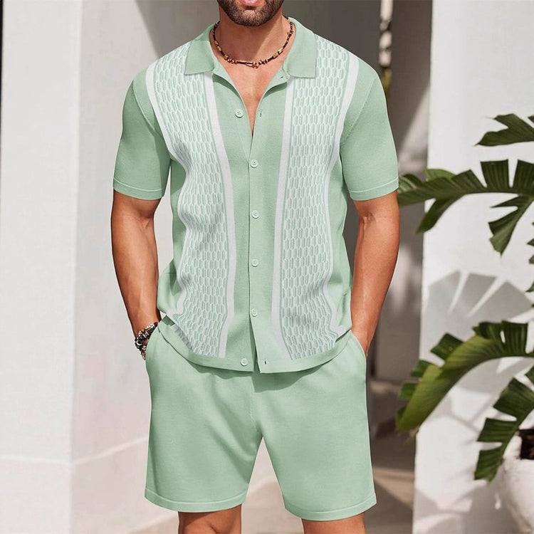 Men's Casual Loose-Fitting Short-Sleeve Shirt Two-Piece Set