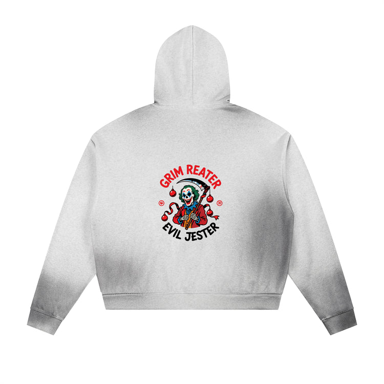 Sun Fade Frayed Raw Edge Fleece Zip Hoodie