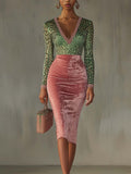 Shiny, Stretchy Velvet Bodycon High-waist Mermaid Skirt