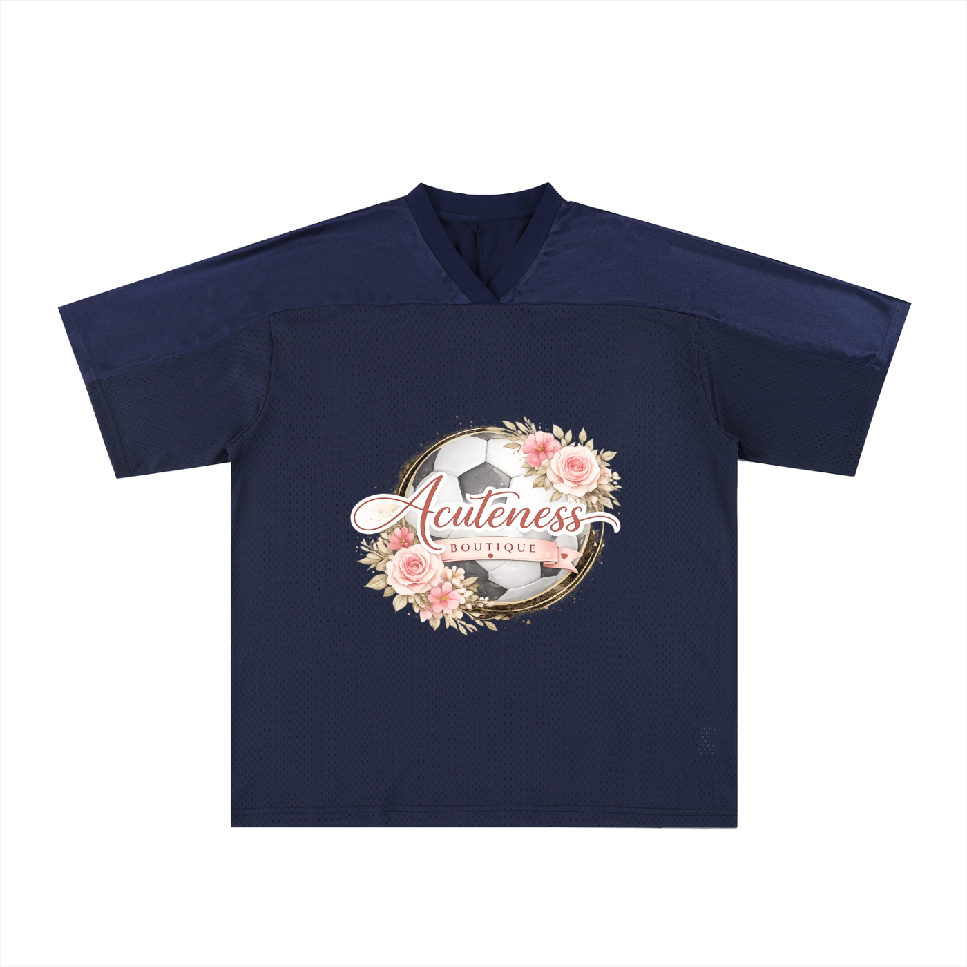 Oversized Mesh V-Neck Soccer Jersey