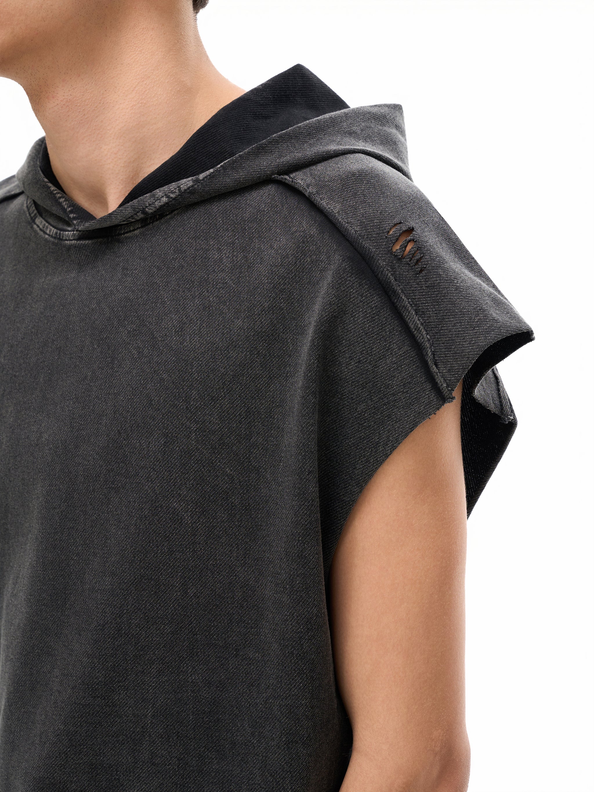 Snow Washed Boxy Hooded Tank Top