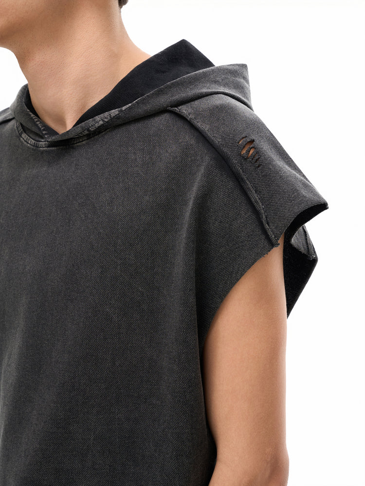 Snow Washed Boxy Hooded Tank Top