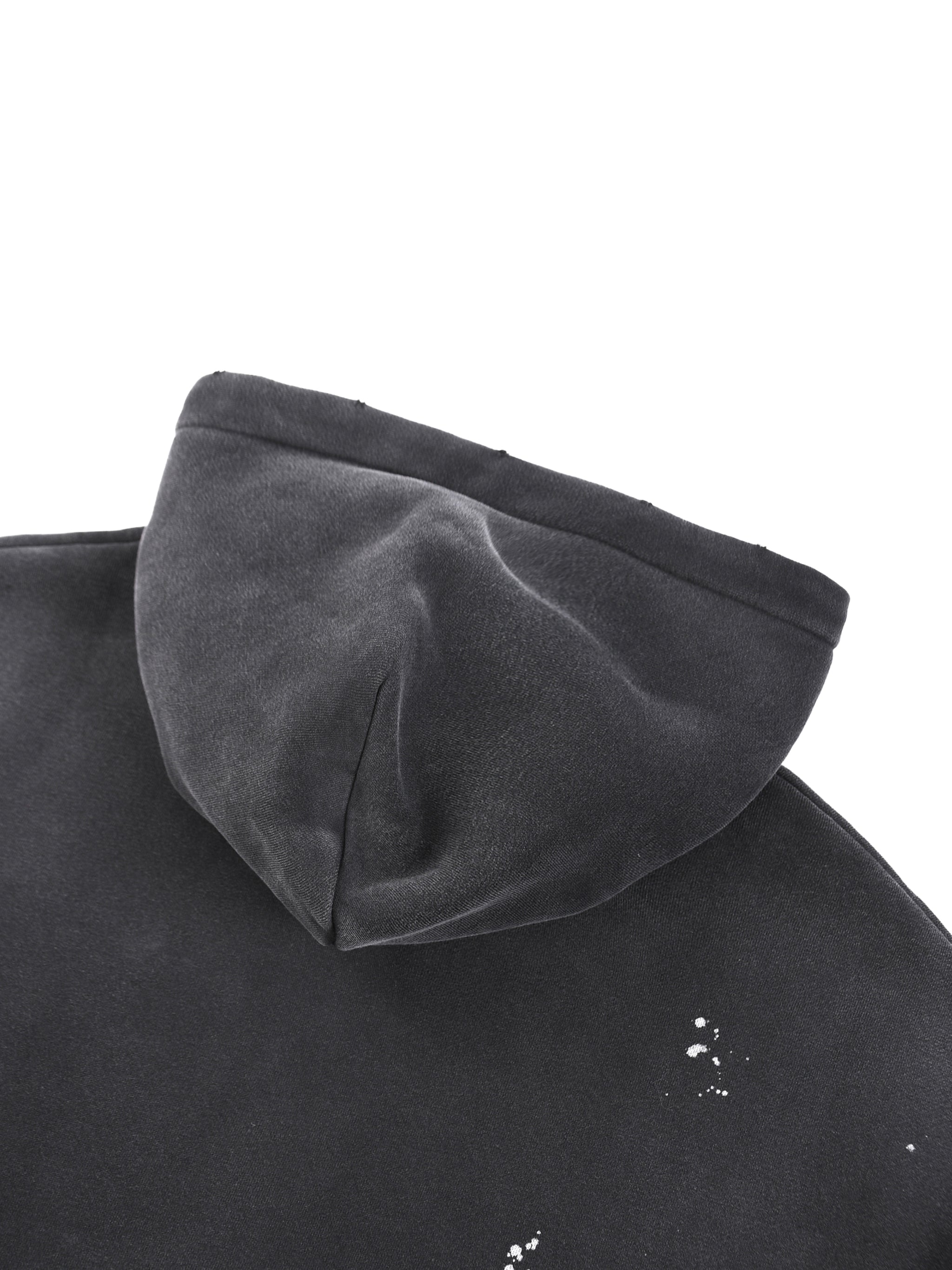 Vintage Washed Frayed Fleece Hoodie