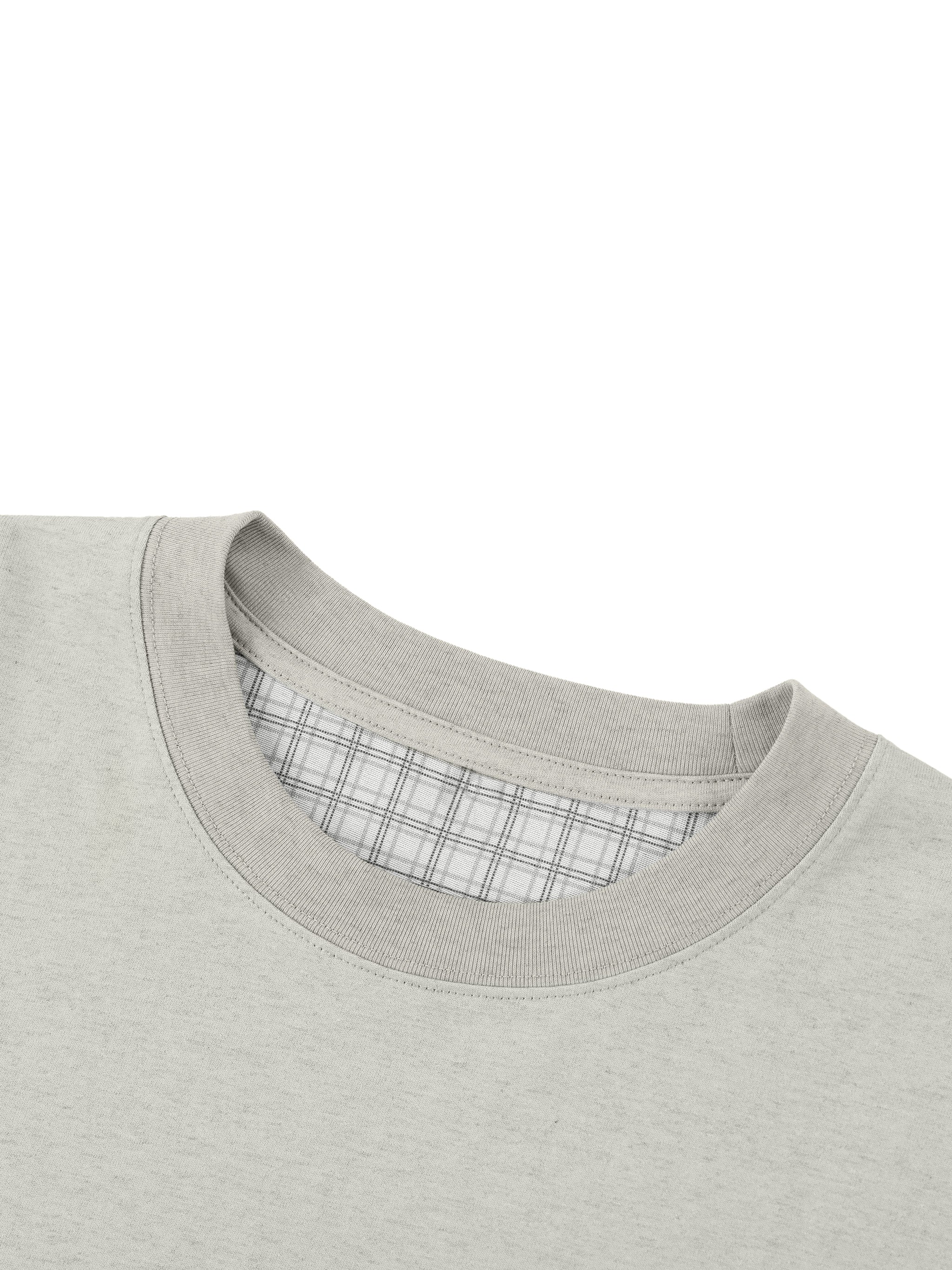 Unisex Boxy Plaid-Lined Double-Face T-Shirt