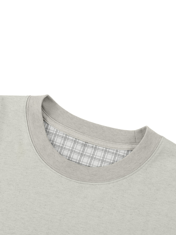 Unisex Boxy Plaid-Lined Double-Face T-Shirt