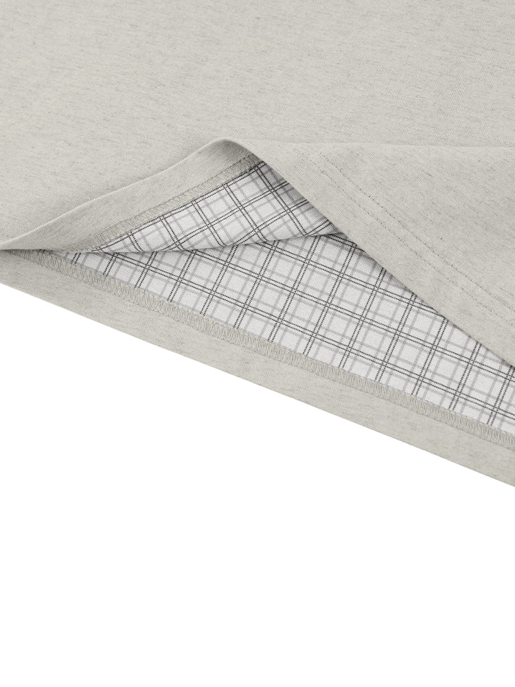 Unisex Boxy Plaid-Lined Double-Face T-Shirt