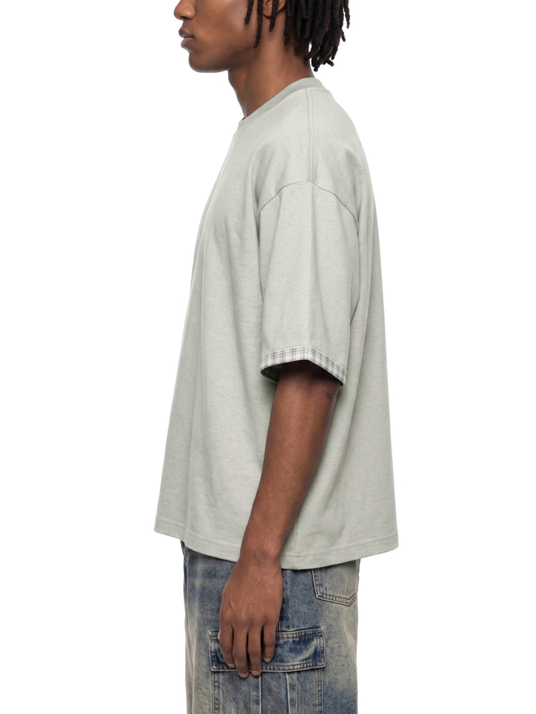 Unisex Boxy Plaid-Lined Double-Face T-Shirt