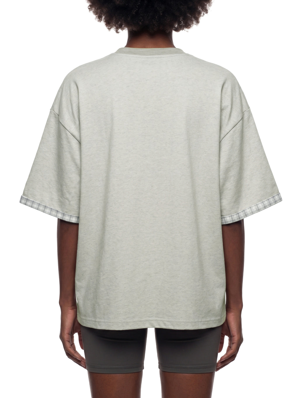 Unisex Boxy Plaid-Lined Double-Face T-Shirt