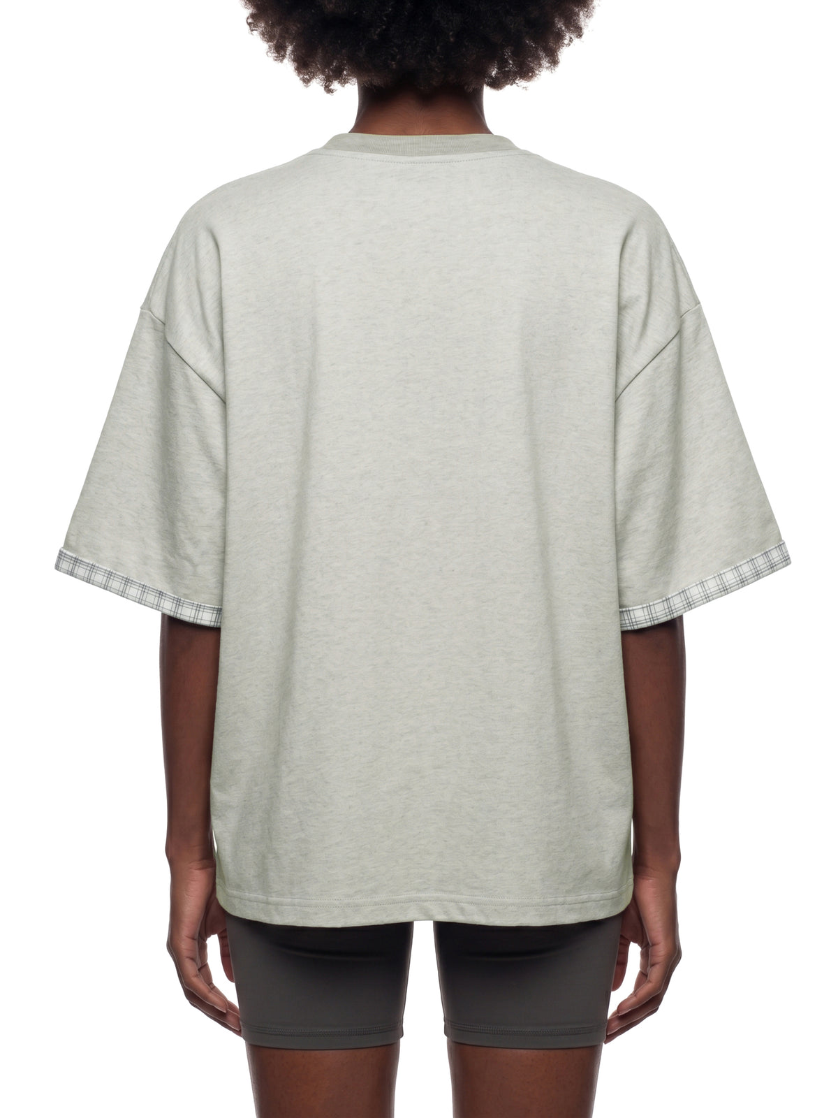 Unisex Boxy Plaid-Lined Double-Face T-Shirt