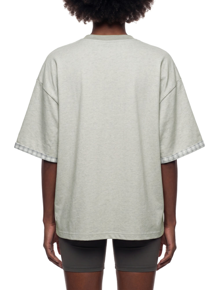 Unisex Boxy Plaid-Lined Double-Face T-Shirt