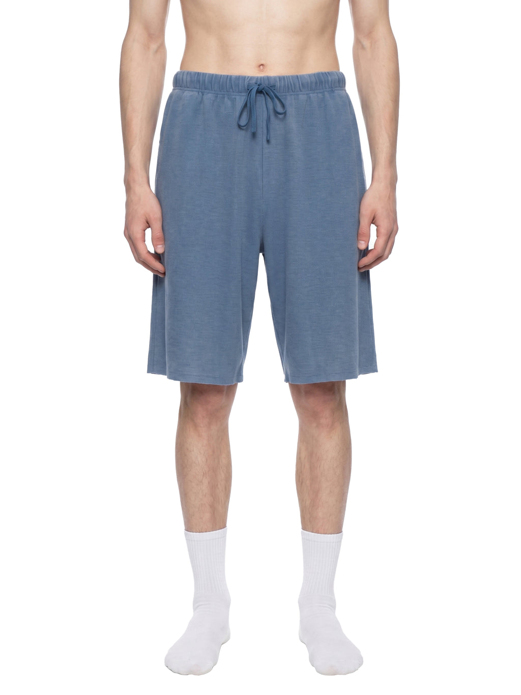 Unisex Vintage Wash Sunfade Waffle Raw Hem Shorts