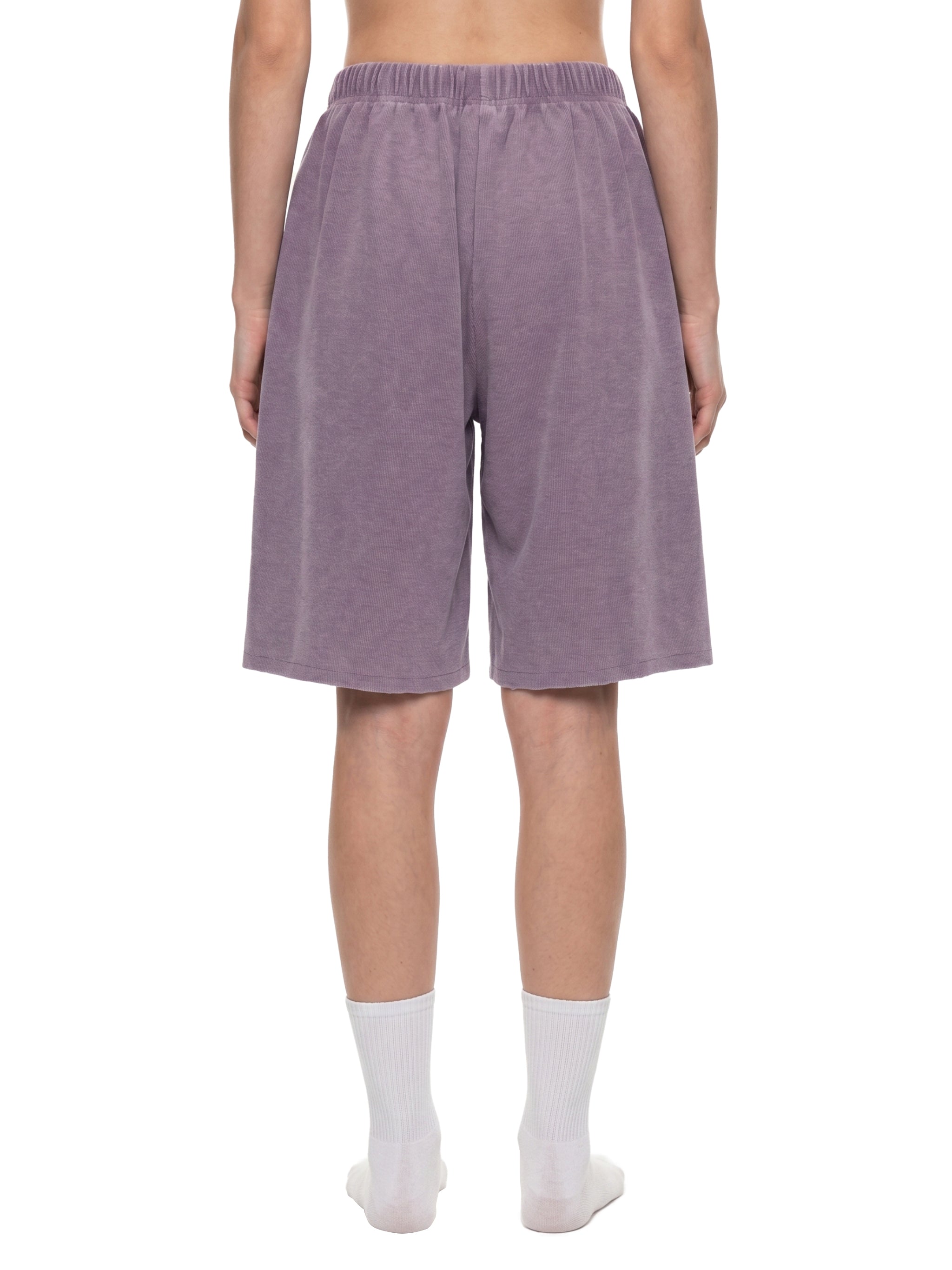 Unisex Vintage Wash Sunfade Waffle Raw Hem Shorts